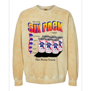 Pabst Blue Ribbon Beer The Only Six Pack I Need Colorblast Crewneck Sweatshirt