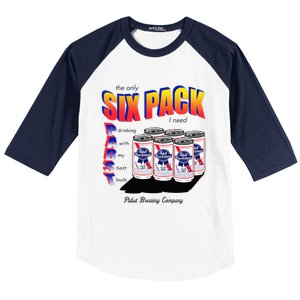 Pabst Blue Ribbon Beer The Only Six Pack I Need Baseball Sleeve Shirt