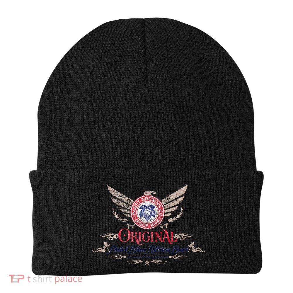 Pabst Blue Ribbon Beer Original Logo Eagle With Wings Knit Cap Winter Beanie