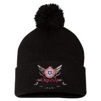 Pabst Blue Ribbon Beer Original Logo Eagle With Wings Pom Pom 12in Knit Beanie