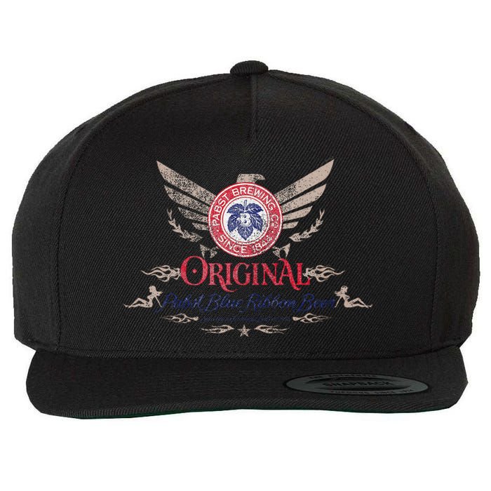 Pabst Blue Ribbon Beer Original Logo Eagle With Wings Wool Snapback Cap