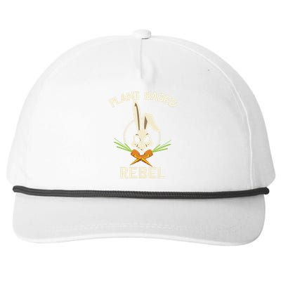 Plant Based Rebel Funny Vegan Vegetarian Bunny Gift Snapback Five-Panel Rope Hat