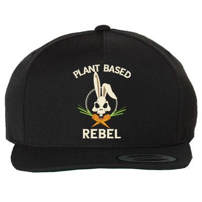 Plant Based Rebel Funny Vegan Vegetarian Bunny Gift Wool Snapback Cap