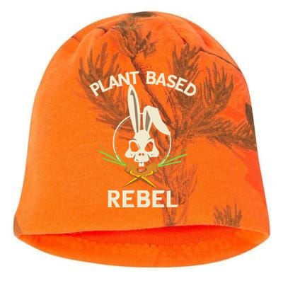 Plant Based Rebel Funny Vegan Vegetarian Bunny Gift Kati - Camo Knit Beanie