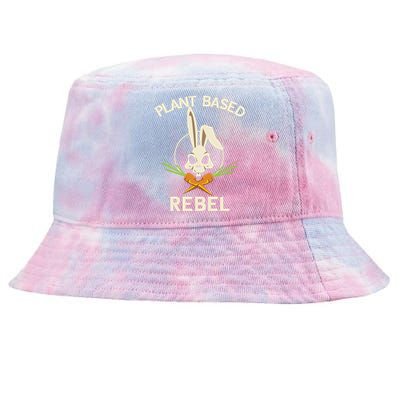 Plant Based Rebel Funny Vegan Vegetarian Bunny Gift Tie-Dyed Bucket Hat