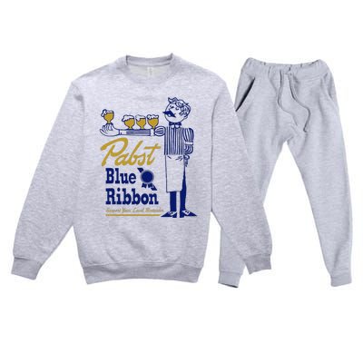 Pabst Blue Ribbon Beer Support Your Local Bartender Premium Crewneck Sweatsuit Set