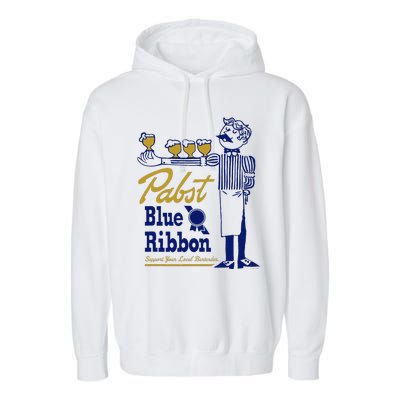 Pabst Blue Ribbon Beer Support Your Local Bartender Garment-Dyed Fleece Hoodie