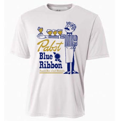 Pabst Blue Ribbon Beer Support Your Local Bartender Cooling Performance Crew T-Shirt