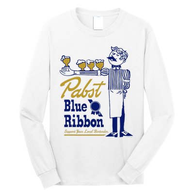 Pabst Blue Ribbon Beer Support Your Local Bartender Long Sleeve Shirt