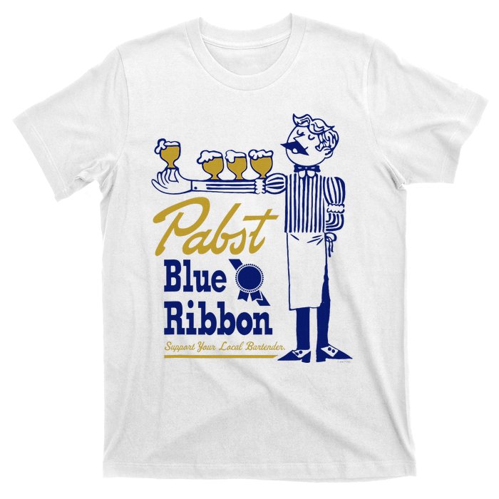 Pabst Blue Ribbon Beer Support Your Local Bartender T-Shirt