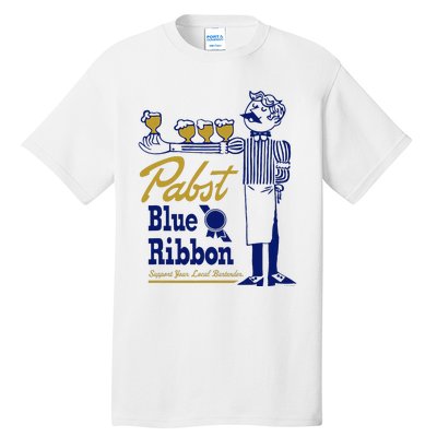 Pabst Blue Ribbon Beer Support Your Local Bartender Tall T-Shirt