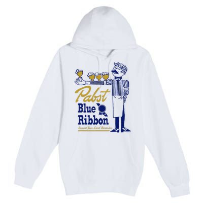 Pabst Blue Ribbon Beer Support Your Local Bartender Premium Pullover Hoodie