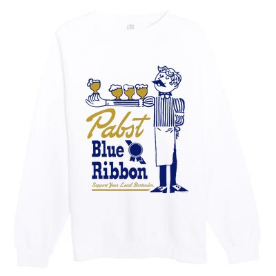 Pabst Blue Ribbon Beer Support Your Local Bartender Premium Crewneck Sweatshirt