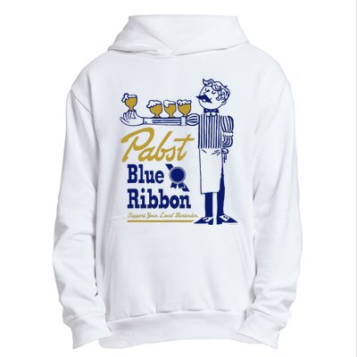 Pabst Blue Ribbon Beer Support Your Local Bartender Urban Pullover Hoodie