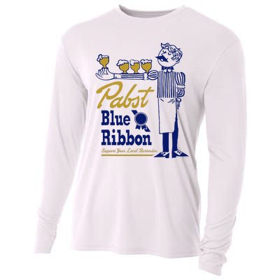 Pabst Blue Ribbon Beer Support Your Local Bartender Cooling Performance Long Sleeve Crew