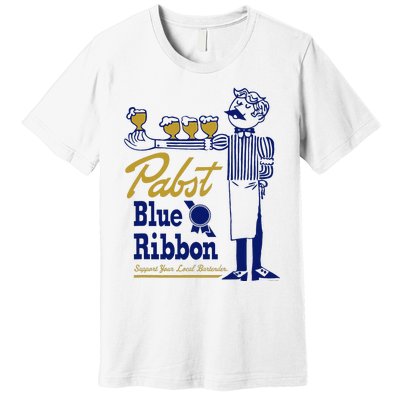 Pabst Blue Ribbon Beer Support Your Local Bartender Premium T-Shirt