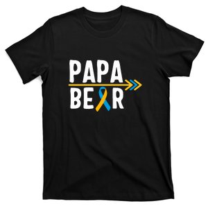 Papa Bear Ribbon Arrow Down Syndrome Awareness Gift T-Shirt