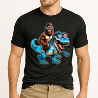Patriotic Bigfoot Riding T Rex Cooling Performance Crew T-Shirt