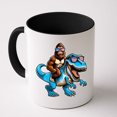 Patriotic Bigfoot Riding T Rex Mug