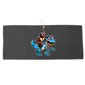 Patriotic Bigfoot Riding T Rex Large Microfiber Waffle Golf Towel