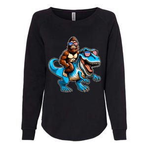 Patriotic Bigfoot Riding T Rex Womens California Wash Sweatshirt