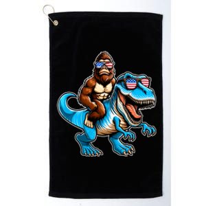 Patriotic Bigfoot Riding T Rex Platinum Collection Golf Towel