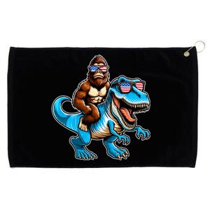 Patriotic Bigfoot Riding T Rex Grommeted Golf Towel