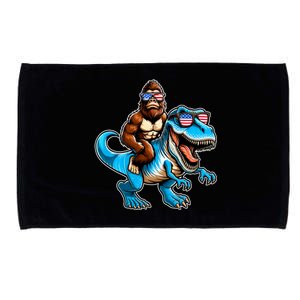 Patriotic Bigfoot Riding T Rex Microfiber Hand Towel