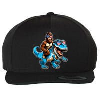 Patriotic Bigfoot Riding T Rex Wool Snapback Cap