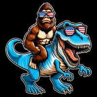 Patriotic Bigfoot Riding T Rex Wool Snapback Cap