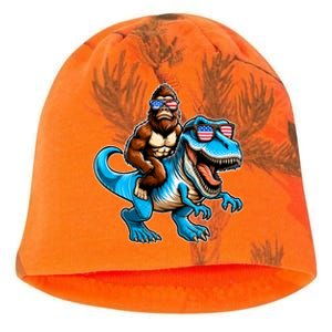 Patriotic Bigfoot Riding T Rex Kati - Camo Knit Beanie