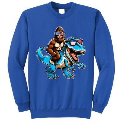 Patriotic Bigfoot Riding T Rex Sweatshirt