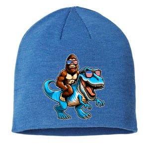 Patriotic Bigfoot Riding T Rex Sustainable Beanie