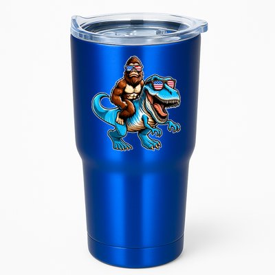 Patriotic Bigfoot Riding T Rex Tumbler