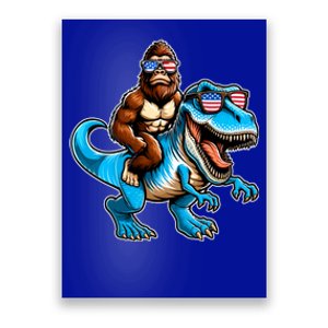 Patriotic Bigfoot Riding T Rex Poster