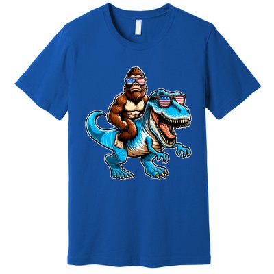 Patriotic Bigfoot Riding T Rex Premium T-Shirt