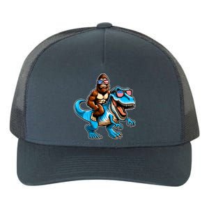 Patriotic Bigfoot Riding T Rex Yupoong Adult 5-Panel Trucker Hat