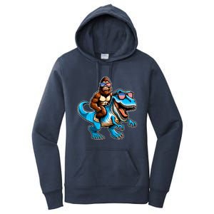 Patriotic Bigfoot Riding T Rex Women's Pullover Hoodie