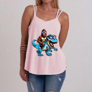 Patriotic Bigfoot Riding T Rex Women's Strappy Tank