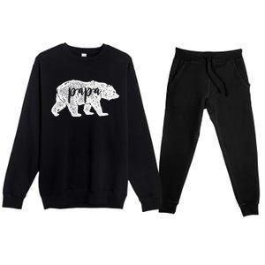 Papa Bear Retro Style Gift For Father Day & Dad Birthday Premium Crewneck Sweatsuit Set