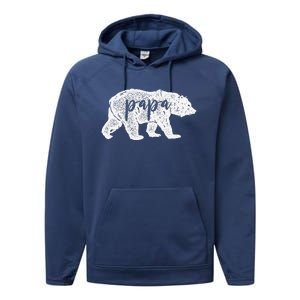 Papa Bear Retro Style Gift For Father Day & Dad Birthday Performance Fleece Hoodie