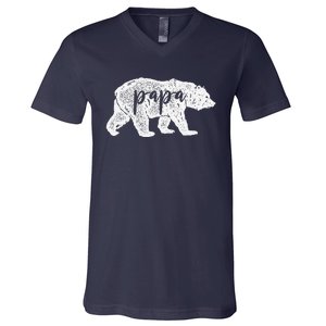 Papa Bear Retro Style Gift For Father Day & Dad Birthday V-Neck T-Shirt