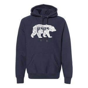 Papa Bear Retro Style Gift For Father Day & Dad Birthday Premium Hoodie