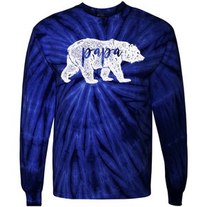 Papa Bear Retro Style Gift For Father Day & Dad Birthday Tie-Dye Long Sleeve Shirt