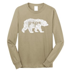 Papa Bear Retro Style Gift For Father Day & Dad Birthday Long Sleeve Shirt