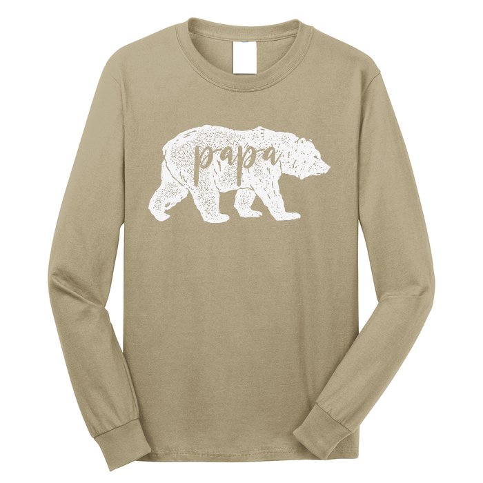 Papa Bear Retro Style Gift For Father Day & Dad Birthday Long Sleeve Shirt