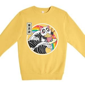 Panda Bear Ra Noodles Japanese Wave Anime Rainbow Kawaii Great Gift Premium Crewneck Sweatshirt