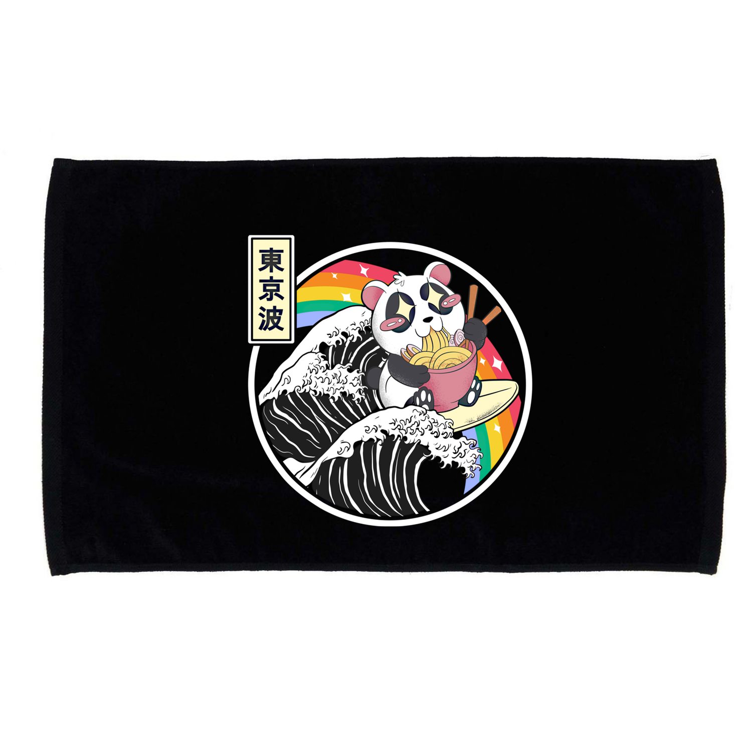 Panda Bear Ra Noodles Japanese Wave Anime Rainbow Kawaii Great Gift Microfiber Hand Towel