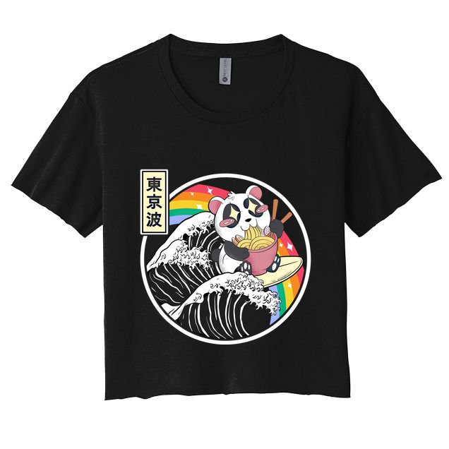 Panda Bear Ra Noodles Japanese Wave Anime Rainbow Kawaii Great Gift Crop Top