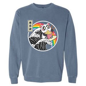 Panda Bear Ra Noodles Japanese Wave Anime Rainbow Kawaii Great Gift Garment-Dyed Sweatshirt